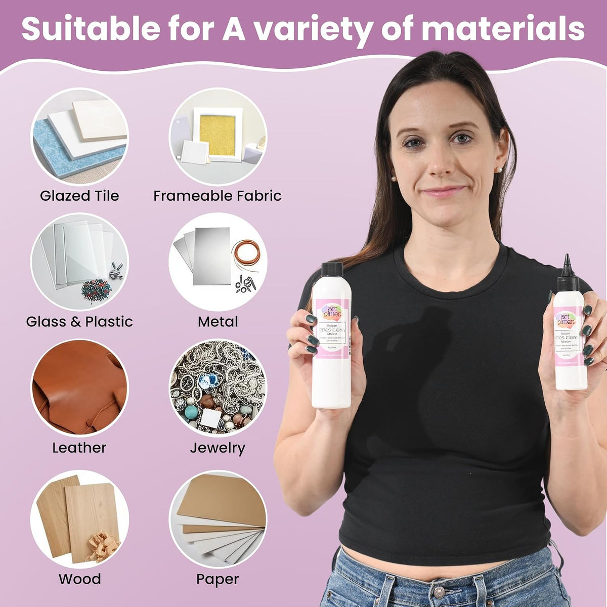 Art Institute Glitter Dries Clear Glue Kit, 8oz Refill & 4oz Bottle