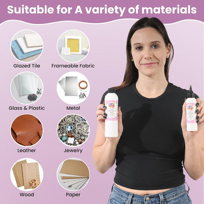 Art Institute Glitter Dries Clear Glue Kit, 8oz Refill & 4oz Bottle