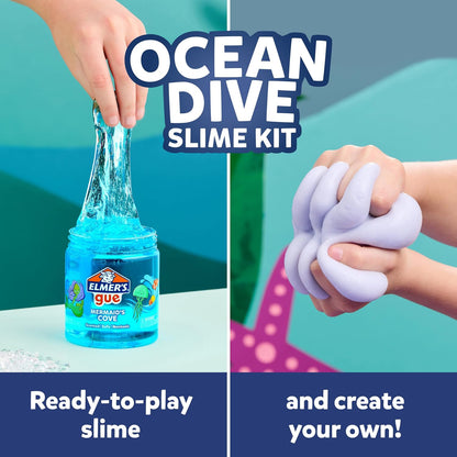 Elmer's Ocean Dive Slime Kit, Slime Supplies Include Liquid Glue, Activator, and Premade Slime, 9 Count - Creative Activity, Kids Summer Fun