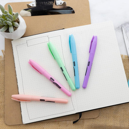 BAZIC PRODUCTS Pen Style Pastel Highlighters, Chisel Tip, Clip, 24-Box