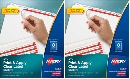 Avery® Index Maker® Clear Label Dividers, 8-Tab, White, 50 Sets