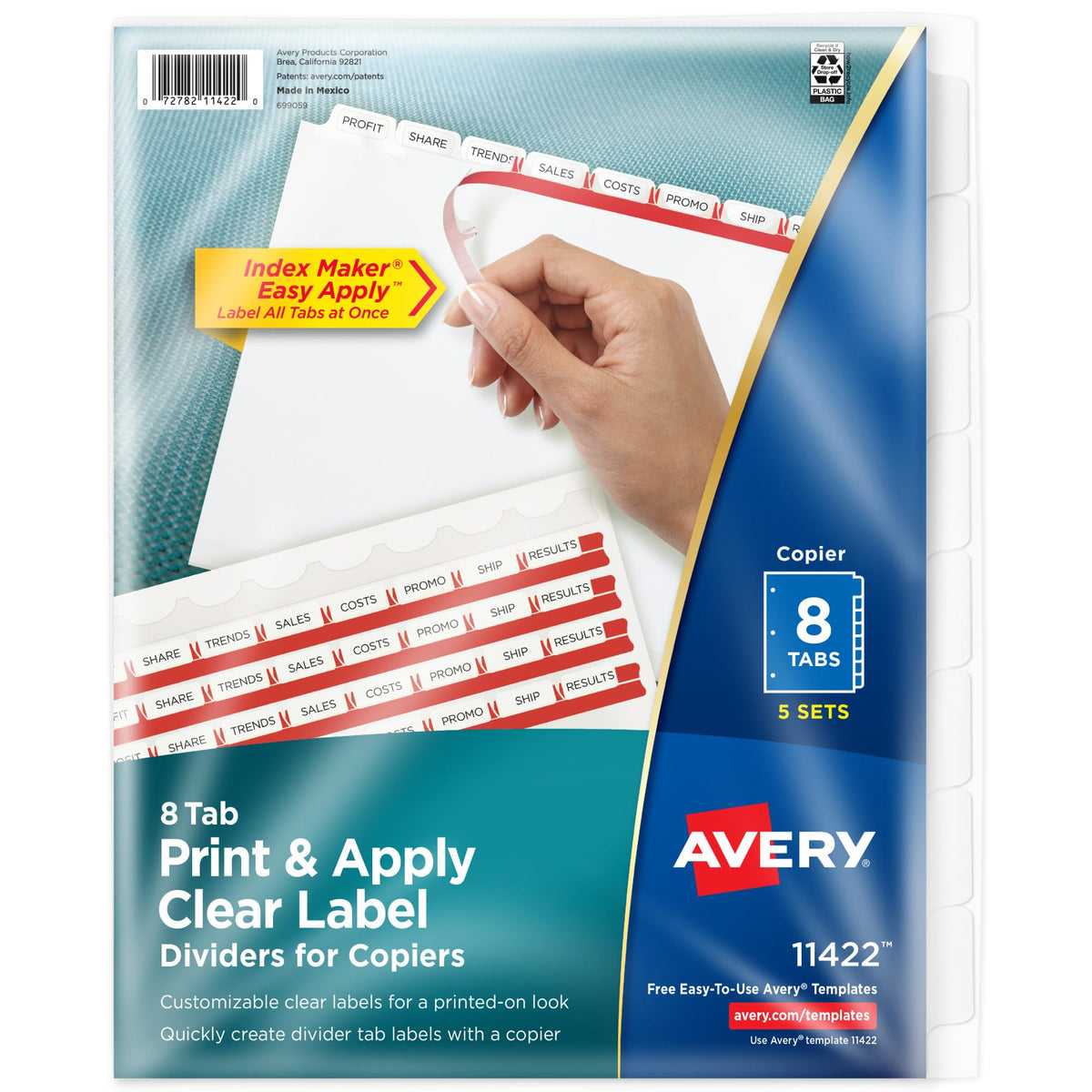 Avery Index Maker Clear Label Dividers, 8-Tab, White, 5 Sets