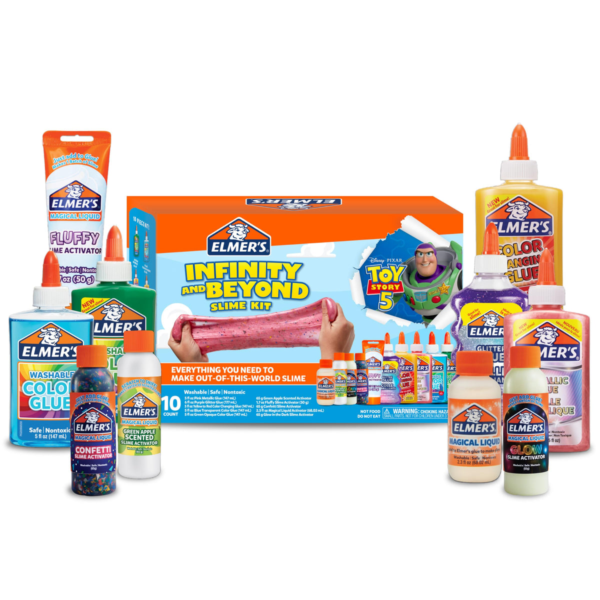 Elmer’s Kaleidoscope Slime Kit, Includes Liquid Glue, Slime Activator, Premade Slime, and Slime Mix-Ins, 10 Count