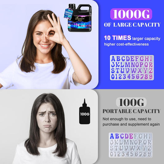 Bsrezn 1000g UV Resin Bulk, Clear UV Epoxy Resin Cure for Jewelry Making