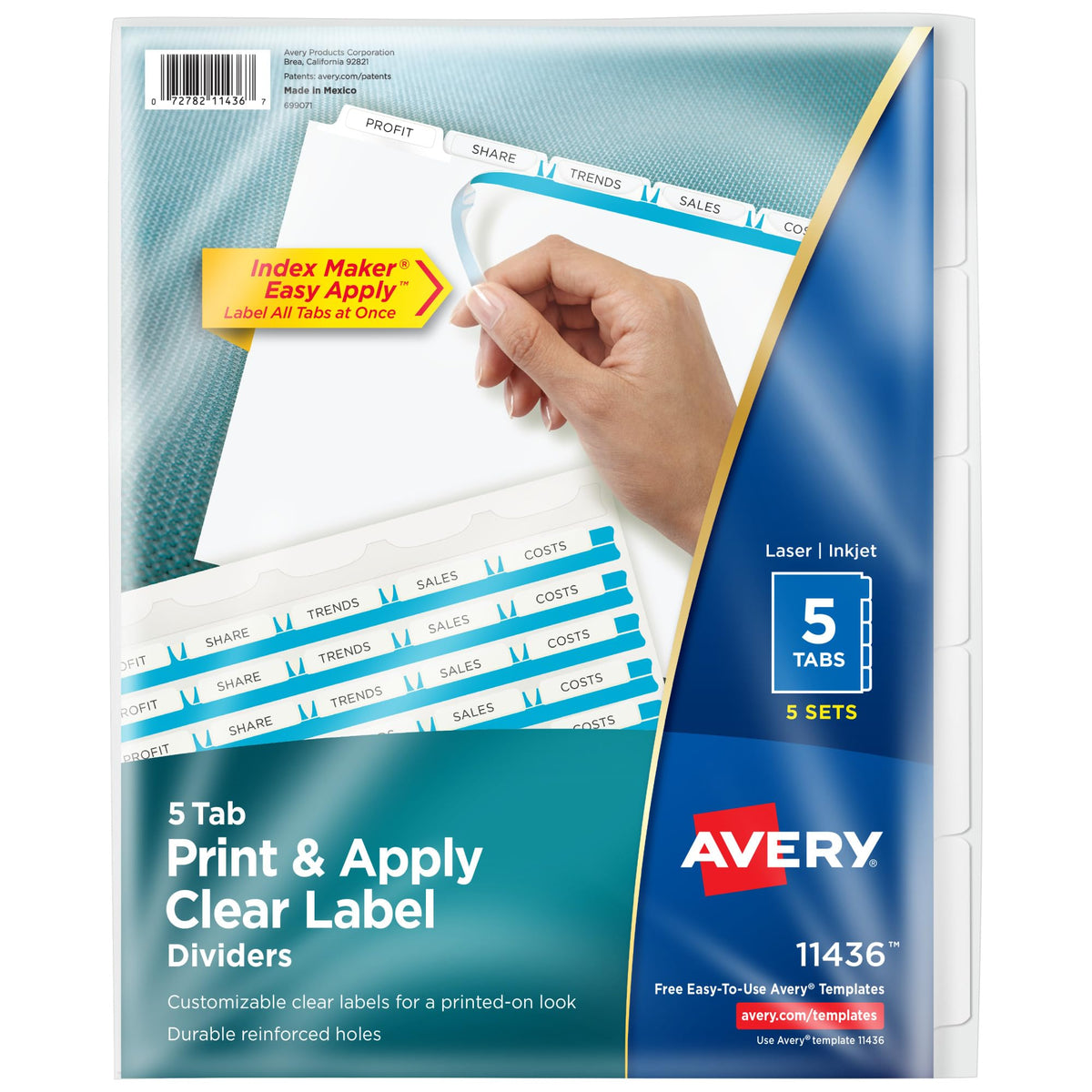 Avery Index Maker Clear Label Dividers, 8-Tab, White, 25 Sets