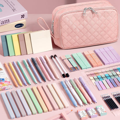 62PCS Aesthetic Back to School Supplies w/ Cute Pencil Case Stationary Set