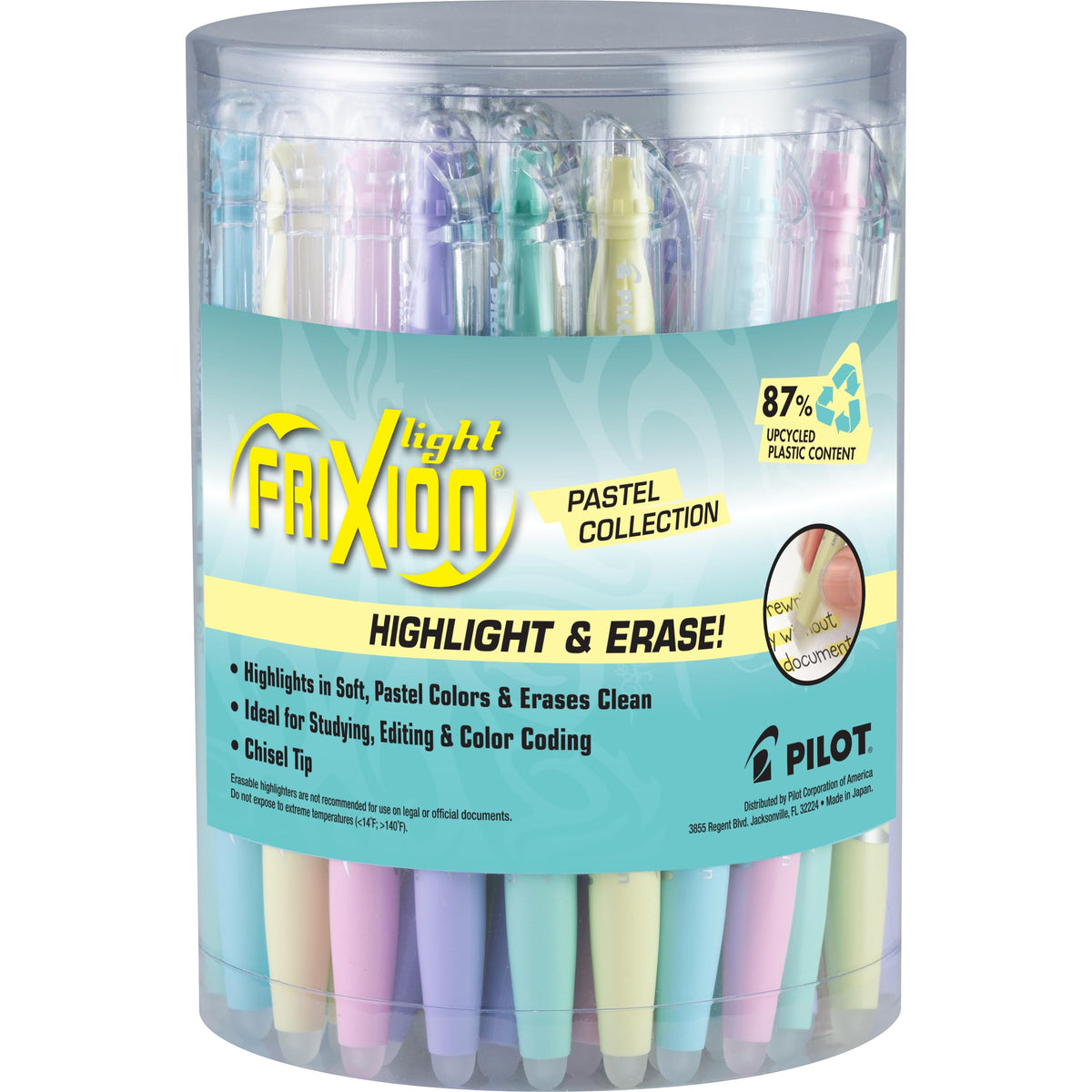 PILOT FriXion Light Pastel Erasable Highlighters, Assorted Colors, 14-Pack