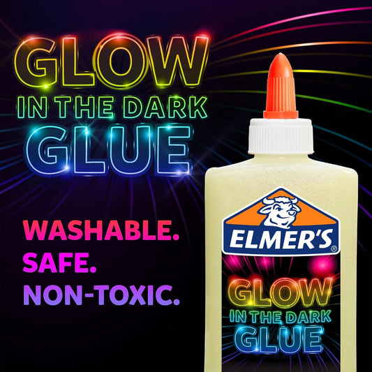 Elmer's Glow in the Dark Liquid Glue, Natural, 10 oz Total, Washable Craft Glue for Slime Making, Art Projects and School Crafts