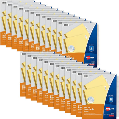 Avery Paper Dividers, Insertable Big Tab, 8-Tab, Clear, 24 Sets