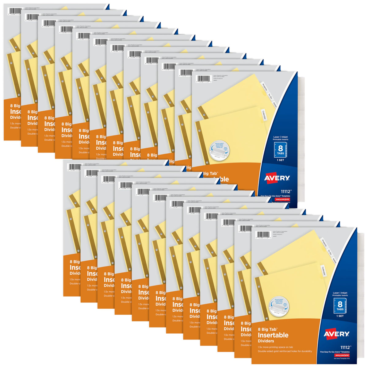 Avery Paper Dividers, Insertable Big Tab, 8-Tab, Clear, 24 Sets
