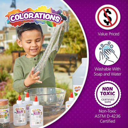 Colorations Washable Clear Glue, 1 Gallon, Non-Toxic, Great for Slime