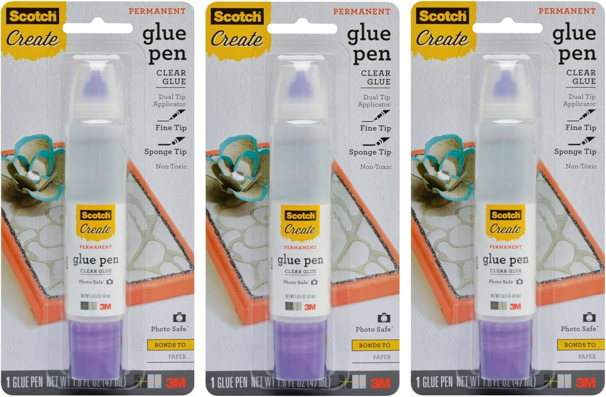 Scotch Scrapbookers Glue with Two-Way Applicator, 1.6 Ounce, (Pack of 3)