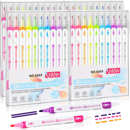 Zhehao 40 Pcs Erasable Highlighters Set, 10 Assorted Pastel Colors