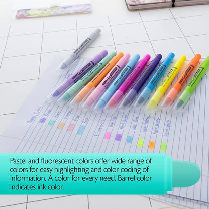 BAZIC PRODUCTS Gel Bible Highlighters, 12 Colors, No Bleed, 2-Pack