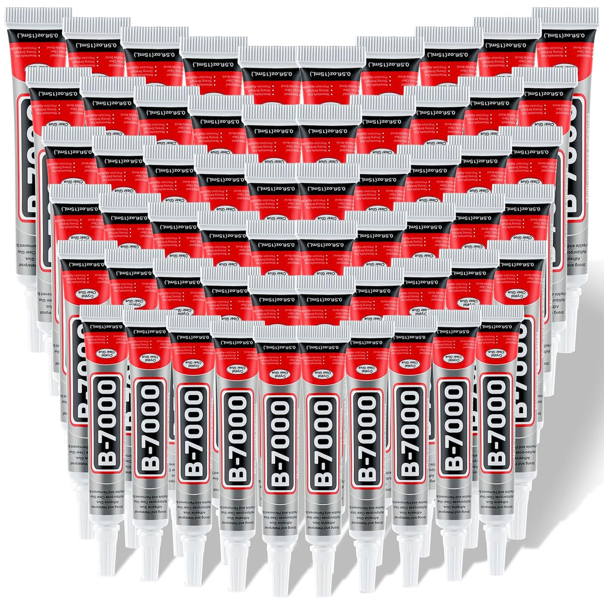 60 Tube B-7000 Glue 15Ml/0.5 fl oz- Strong Transparent Rhinestone Glue with Precision Tip, Waterproof, Flexible, Bulk B7000 Glues Paste Adhesive for DIY Craft Jewelry Making Shoes Phone Repair