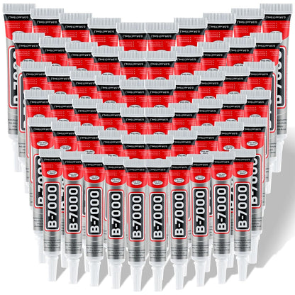 60 Tube B-7000 Glue 15Ml/0.5 fl oz- Strong Transparent Rhinestone Glue with Precision Tip, Waterproof, Flexible, Bulk B7000 Glues Paste Adhesive for DIY Craft Jewelry Making Shoes Phone Repair