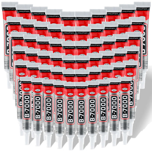 60 Tube B-7000 Glue 15Ml/0.5 fl oz- Strong Transparent Rhinestone Glue with Precision Tip, Waterproof, Flexible, Bulk B7000 Glues Paste Adhesive for DIY Craft Jewelry Making Shoes Phone Repair