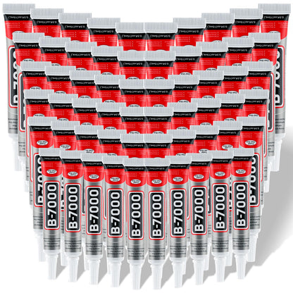 60 Tube B-7000 Glue 15Ml/0.5 fl oz- Strong Transparent Rhinestone Glue with Precision Tip, Waterproof, Flexible, Bulk B7000 Glues Paste Adhesive for DIY Craft Jewelry Making Shoes Phone Repair