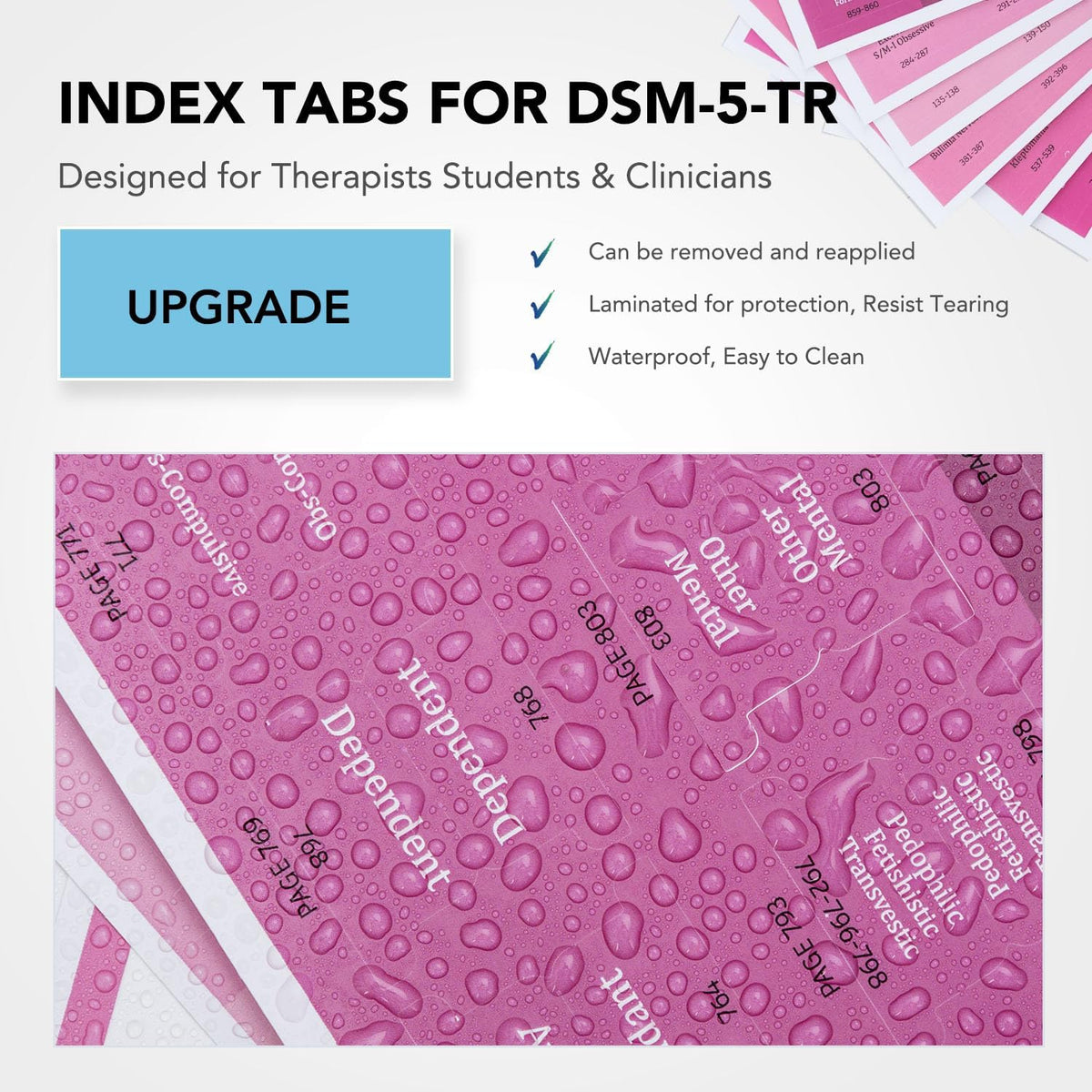 Index Tabs for DSM-5-TR 2022, 94 Color-Coded Tabs, 26 Blank Tabs, Pink