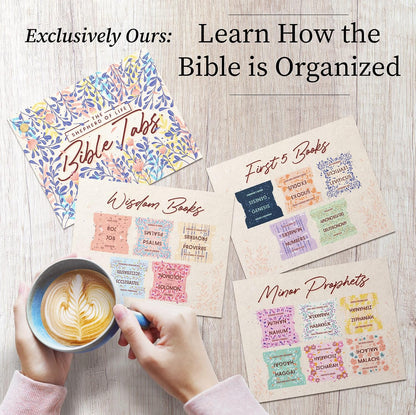 Bloom Gold™ Best Bible Tabs for Women – Soul Nourishing Book Summaries – 66 Peel-and-Stick Large Print Laminated Bible Book Tabs | Floral Tabs for Bible Study Supplies, Shepherd of Life