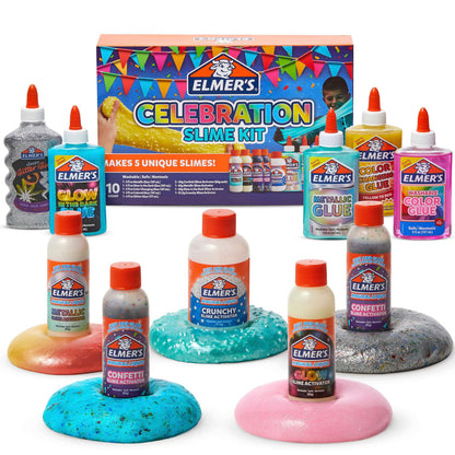 Elmer’s Kaleidoscope Slime Kit, Includes Liquid Glue, Slime Activator, Premade Slime, and Slime Mix-Ins, 10 Count