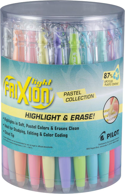 PILOT FriXion Light Pastel Erasable Highlighters, Assorted Colors, 36-Pack