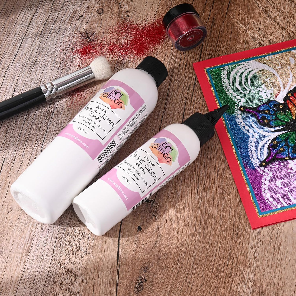 Art Institute Glitter Dries Clear Glue Kit, 8oz Refill & 4oz Bottle