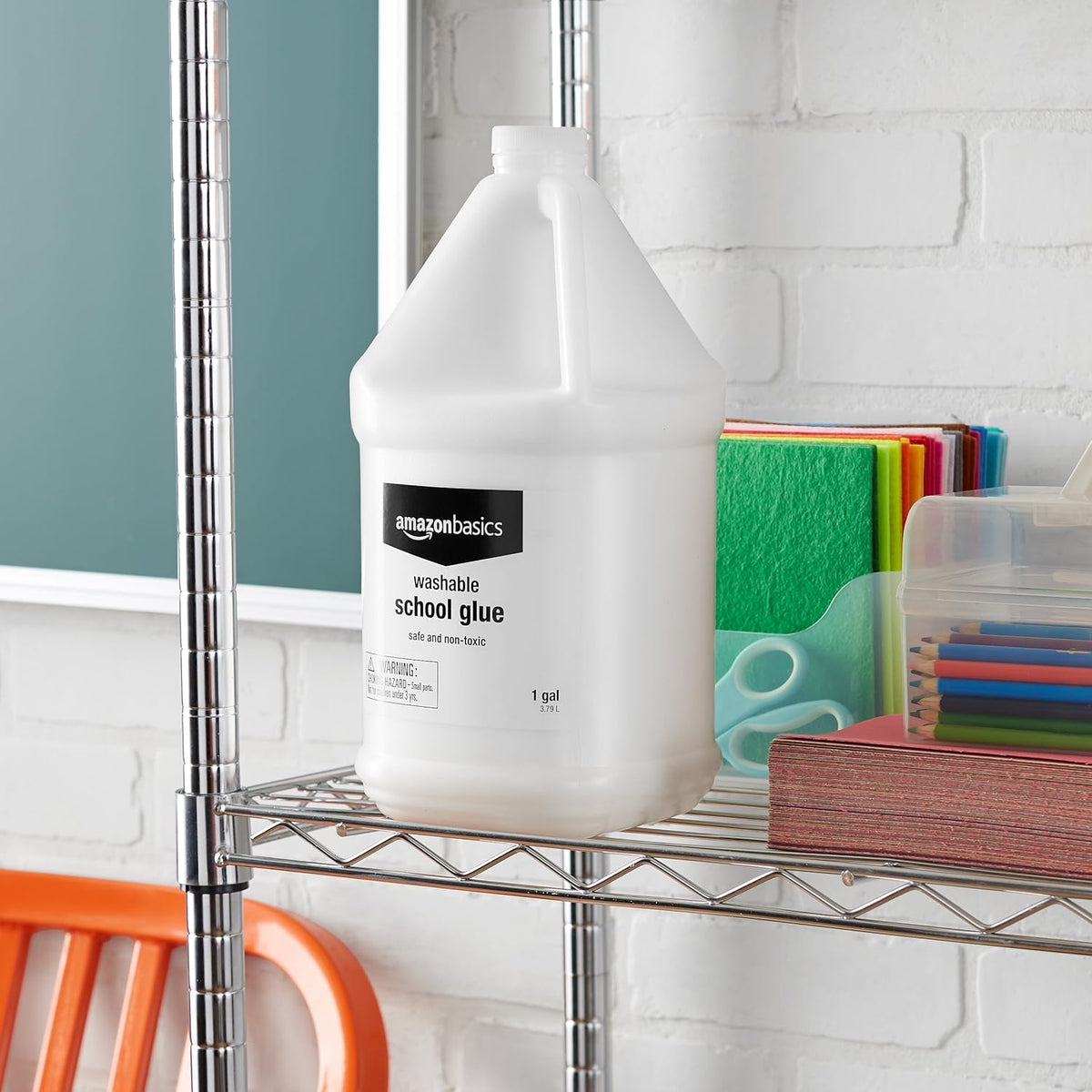 Amazon Basics All Purpose Washable School Craft Liquid Glue for Making Slime, Arts and Crafts, White, 1 Gallon, Single Pack